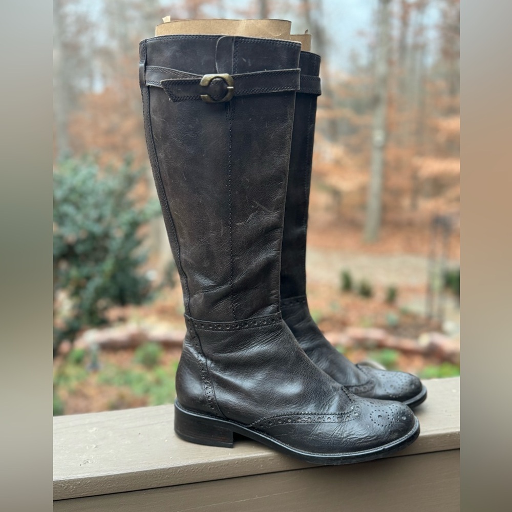 LAVORAXIONE ARTIGIANA GORGEOUS TOLL  BROWN,LEATHER ZIP UP BOOTS 39 - Picture 7 of 11